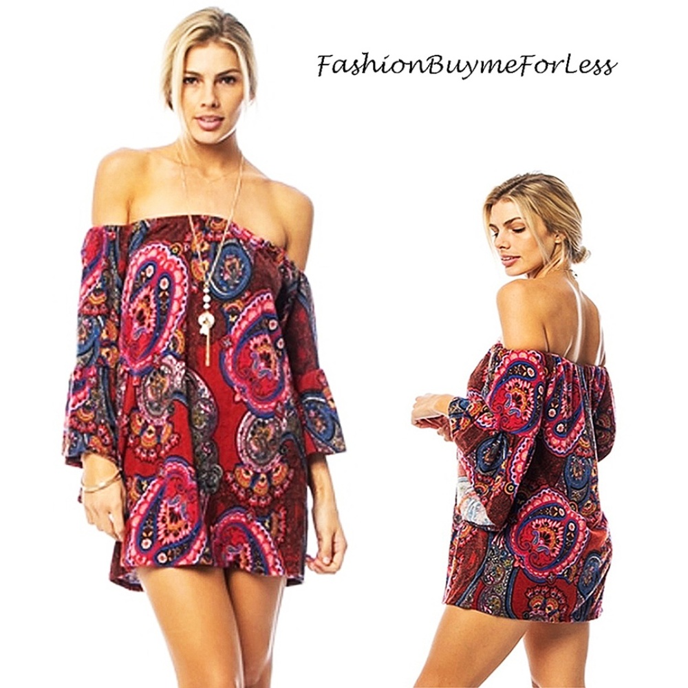 Burgundy Plaid Gypsy Bell Sleeve Tunic Sweater Top